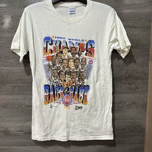 Vintage 1990 Detroit Pistons Back To Back World NBA Champs T-Shirt | Size Medium
